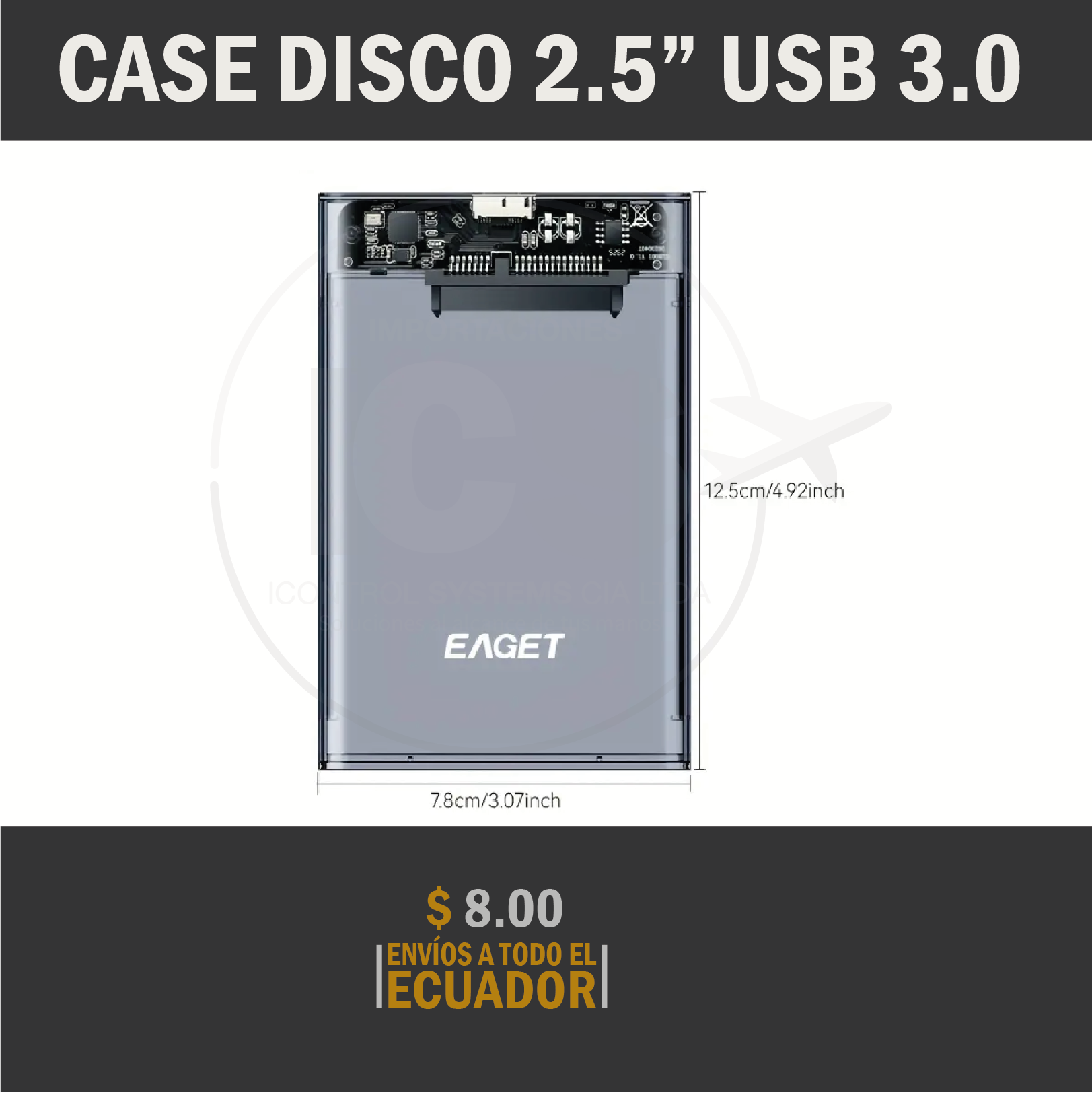 CASE CAPSULA 2.5 3.0 EAGET COLOR TRANSPARENTE OBSCURO